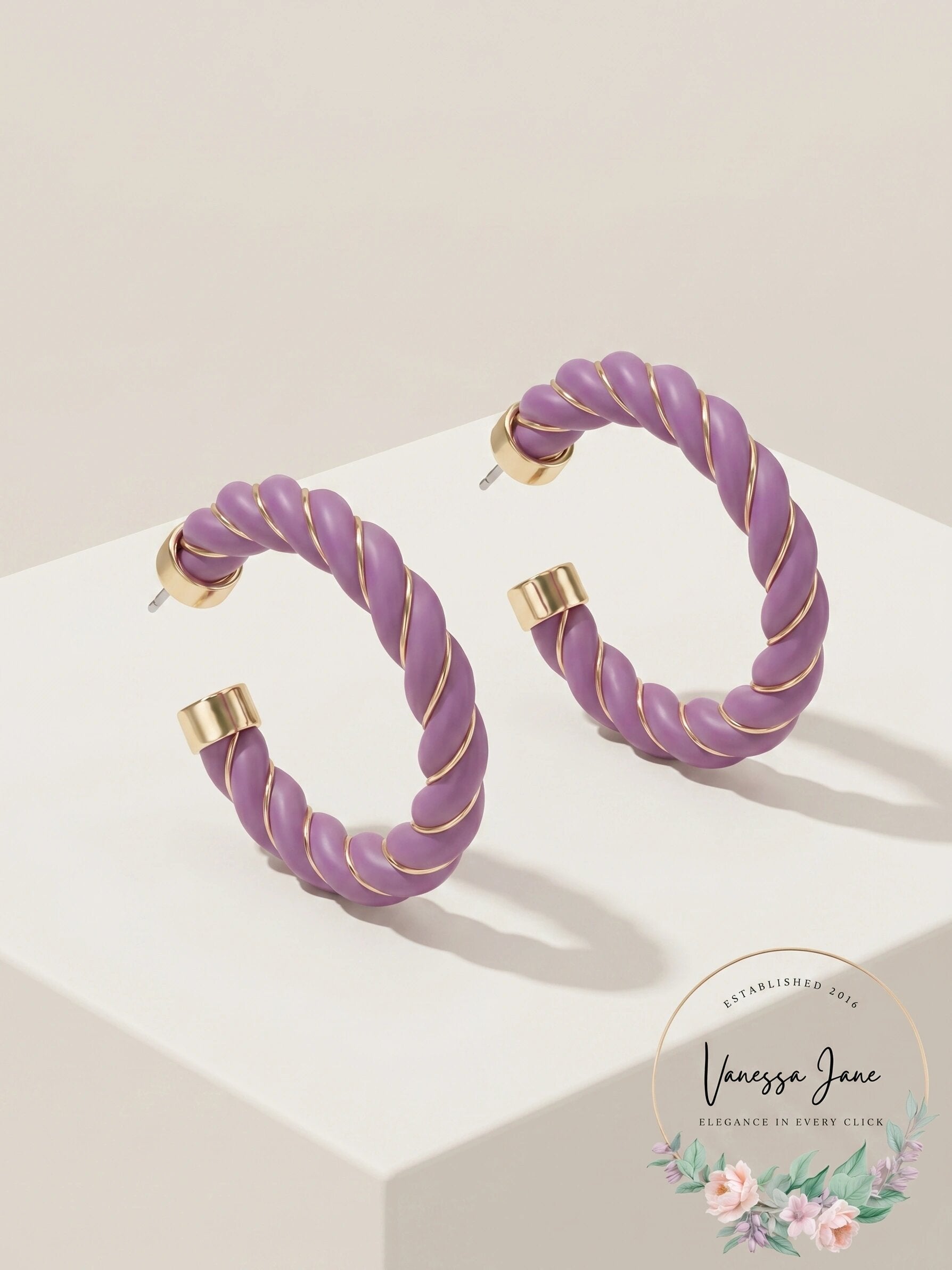 Inc International Concepts Gold-Tone Wire-Wrapped Resin Spiral C-Hoop Earrings