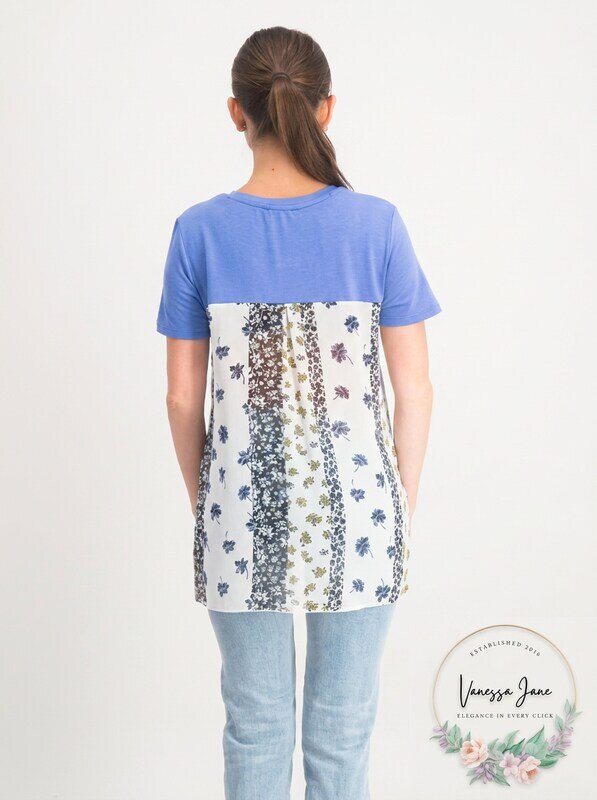 Freshman Mixed-Media Tie-Hem Top, Size Large