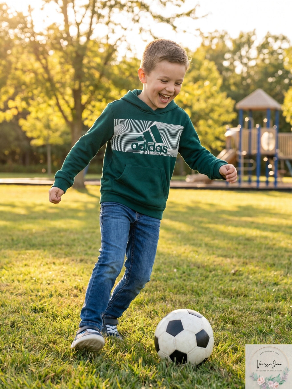 Adidas Kids Ctn Event21 Pullover Hoodie in Green