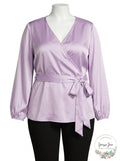 INC International Concepts I.N.C. Belted Wrap Top