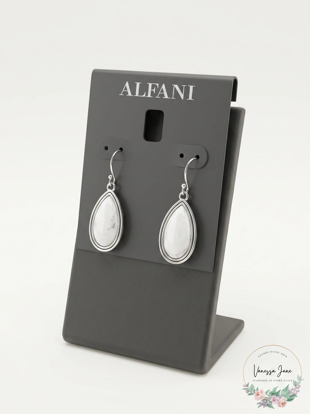 Alfani Women's Silver-Tone Stone Teardrop Drop Earrings