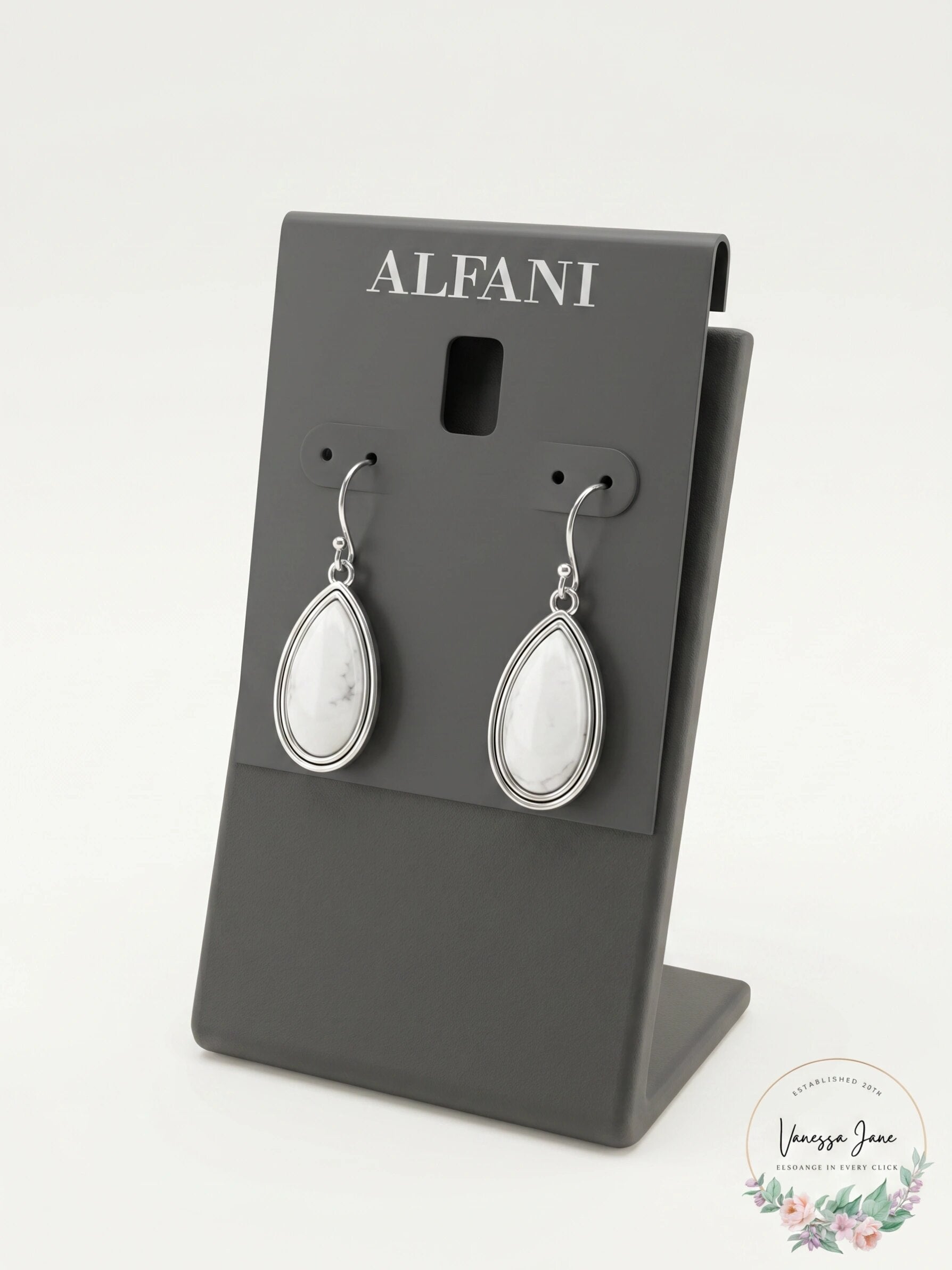 Alfani Women's Silver-Tone Stone Teardrop Drop Earrings
