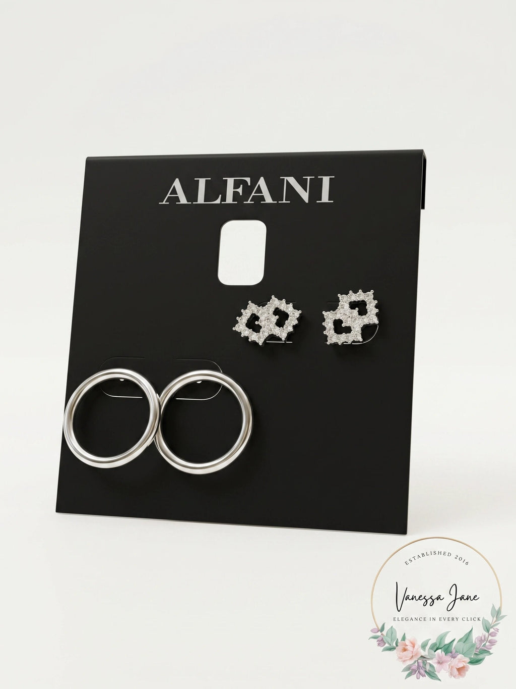Alfani 2-Pc. Set Pave Bar & Open Circle Drop Earrings