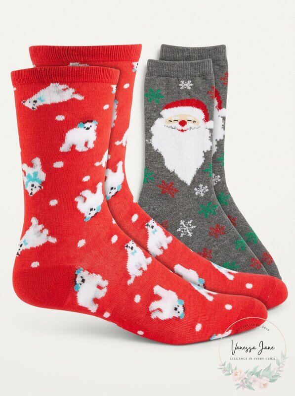Charter Club Womens Holiday Crew Socks, 2 pack