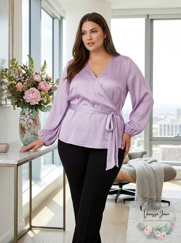 INC International Concepts I.N.C. Belted Wrap Top