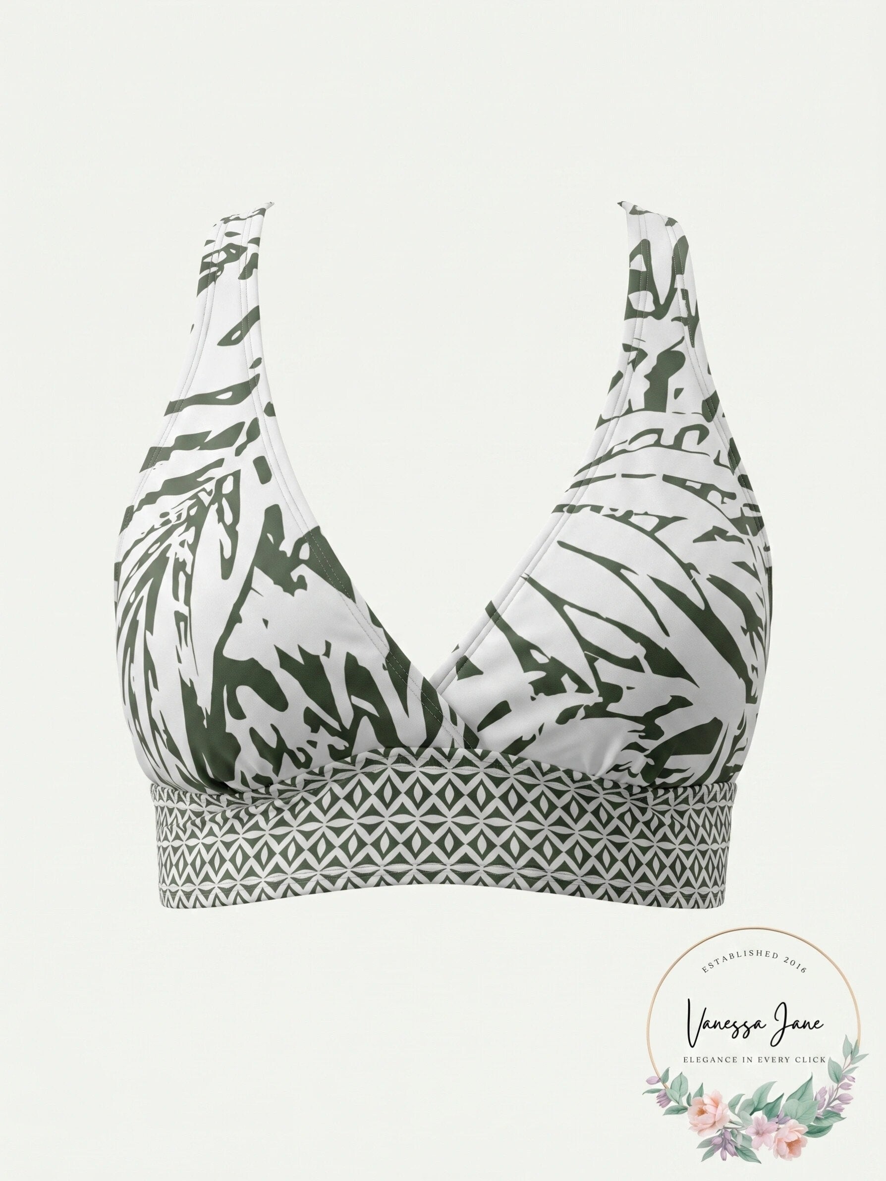 Anne Cole Palm Breeze Cross-Back Bikini Top, Size Small