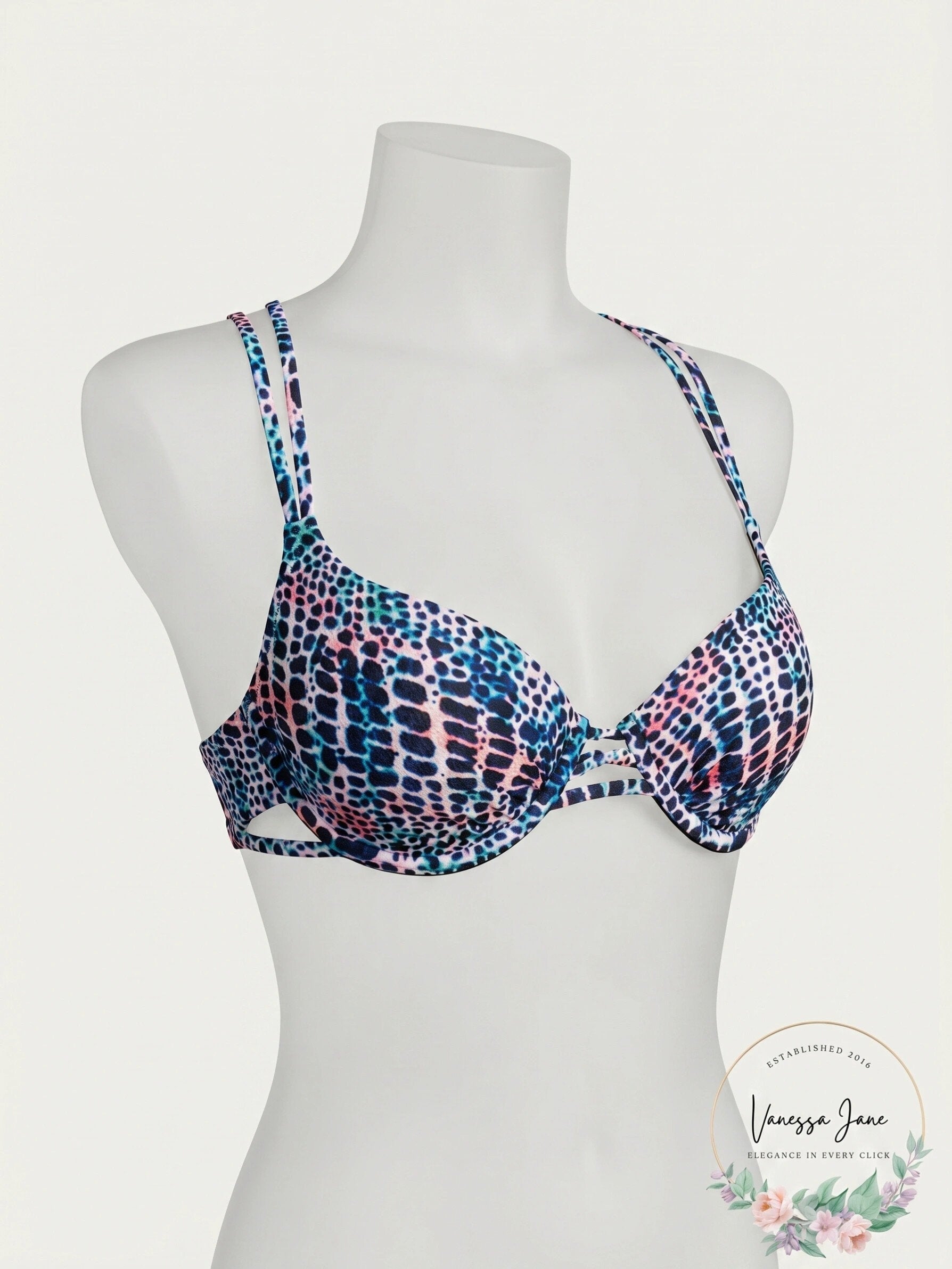 Sundazed Black Tribal Print Harper Bra-Sized Underwire Strappy Bikini Top