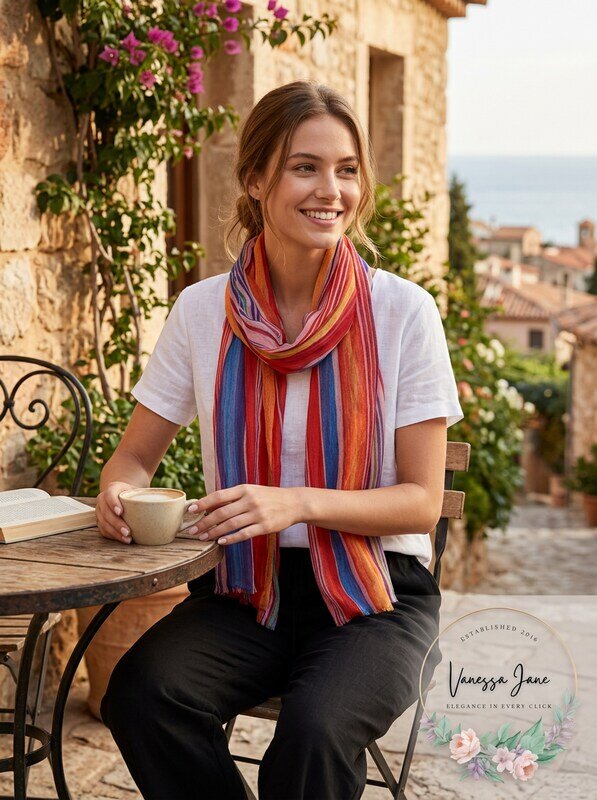 Echo Womens Fringe Rectangle Striped Wool Scarf