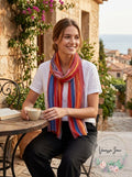 Echo Womens Fringe Rectangle Striped Wool Scarf