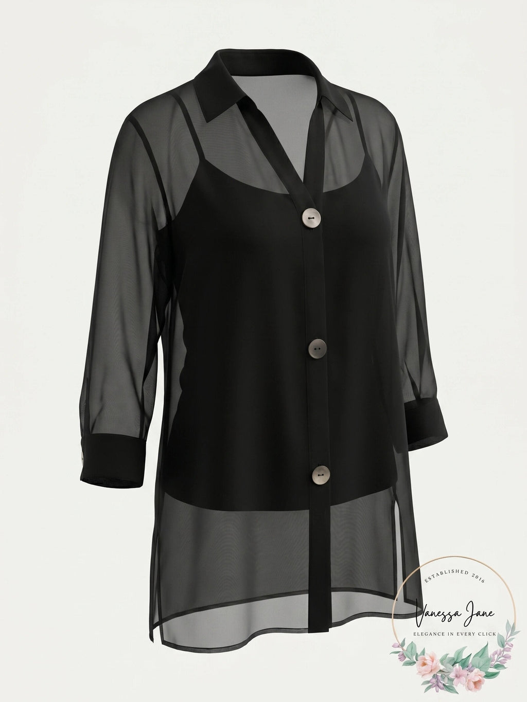 Alfani Chiffon Three-Button Tunic