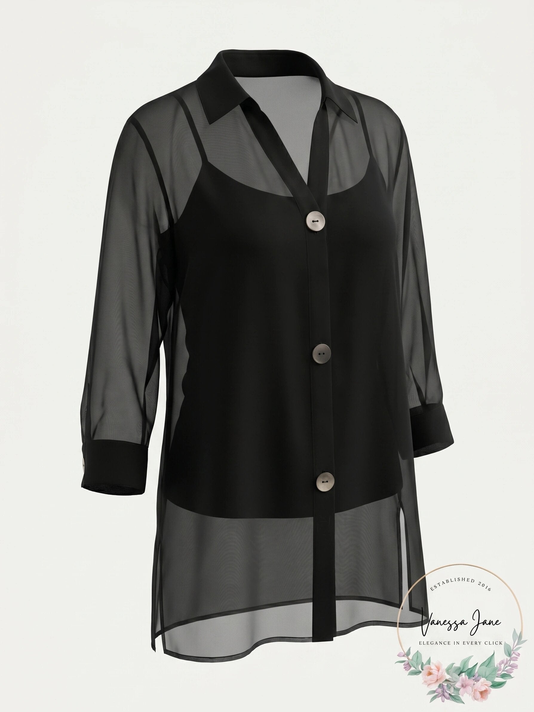 Alfani Chiffon Three-Button Tunic