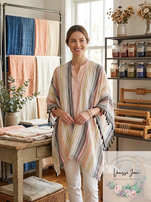 Echo Boardwalk Tasseled Striped Ruana