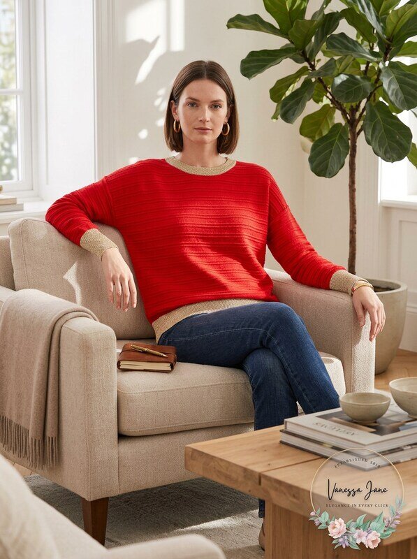 Vince Camuto Colorblocked-Trim Sweater, Size Medium