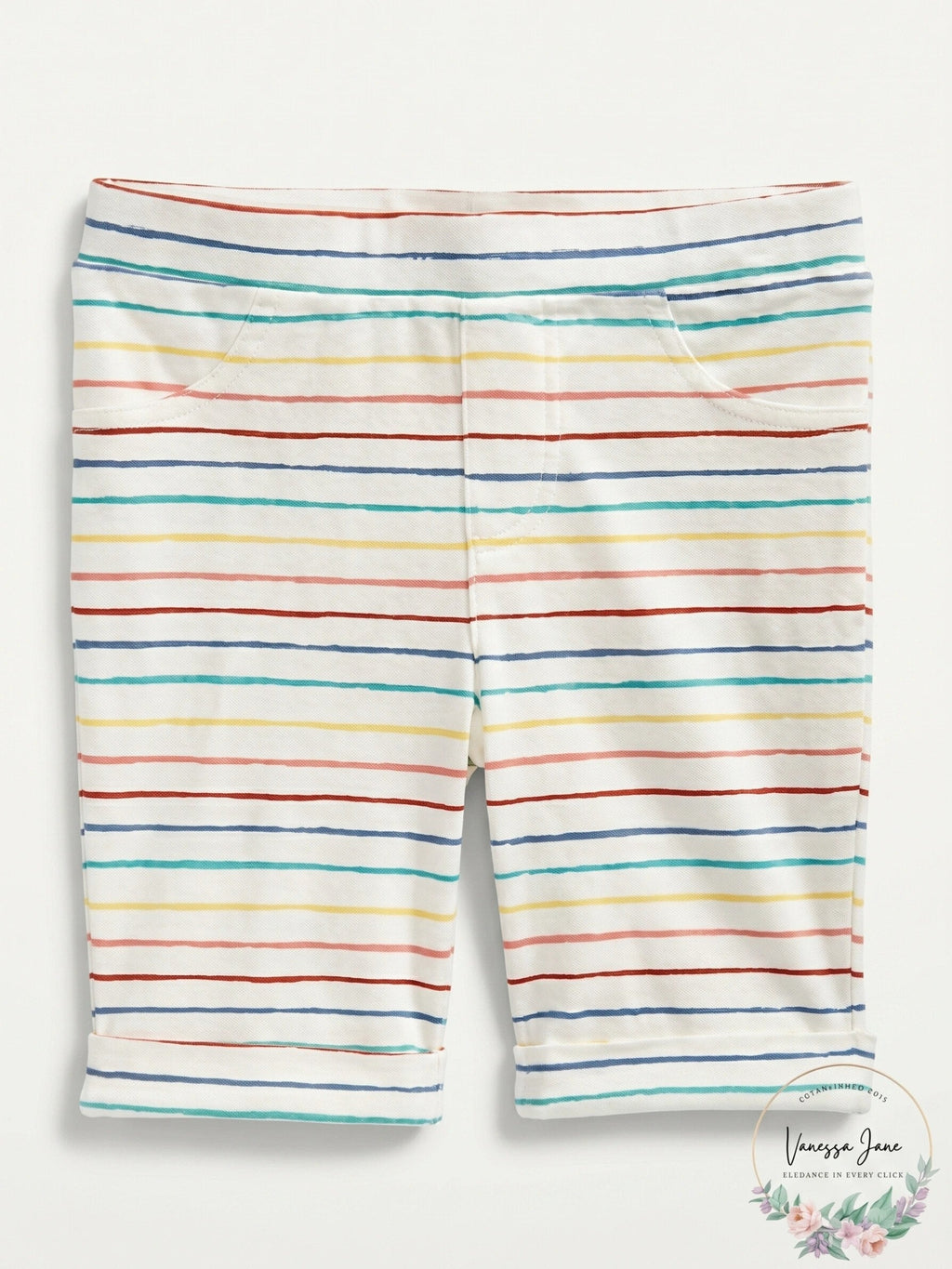 Epic Threads Toddler Girls Rainbow Striped Bermuda Shorts, Size 2T