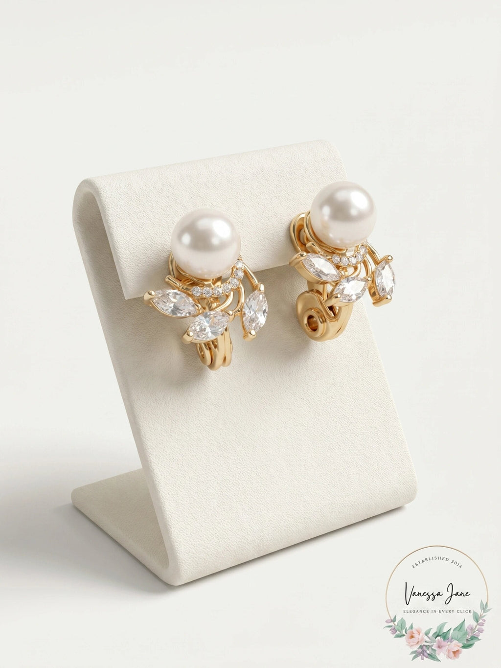 Anne Klein Cubic Zirconia & Imitation Pearl E-z Comfort Clip-on Earrings