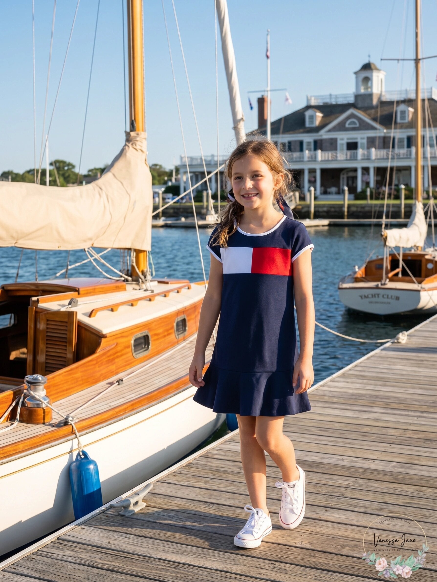 Tommy Hilfiger Girls Kids Flag Dress Flag Blue - XL
