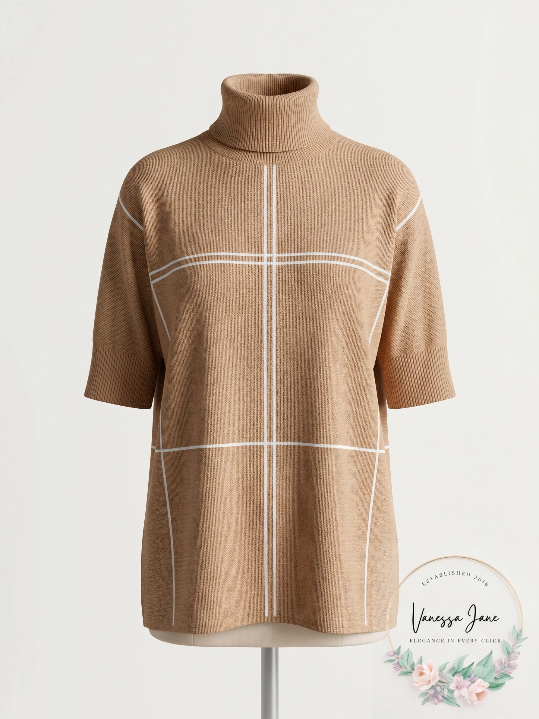 Alfani Grid-Print Turtleneck Sweater
