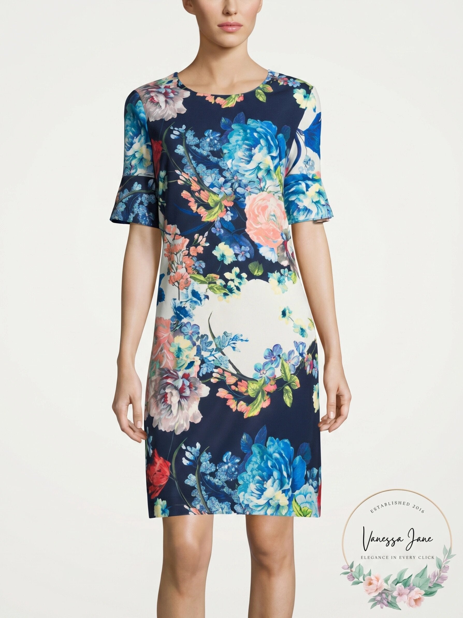 ECI Bell-Sleeve Floral-Print Dress, Size 10
