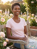 Three Dots Cotton Scoop Neck Tee, Size XS