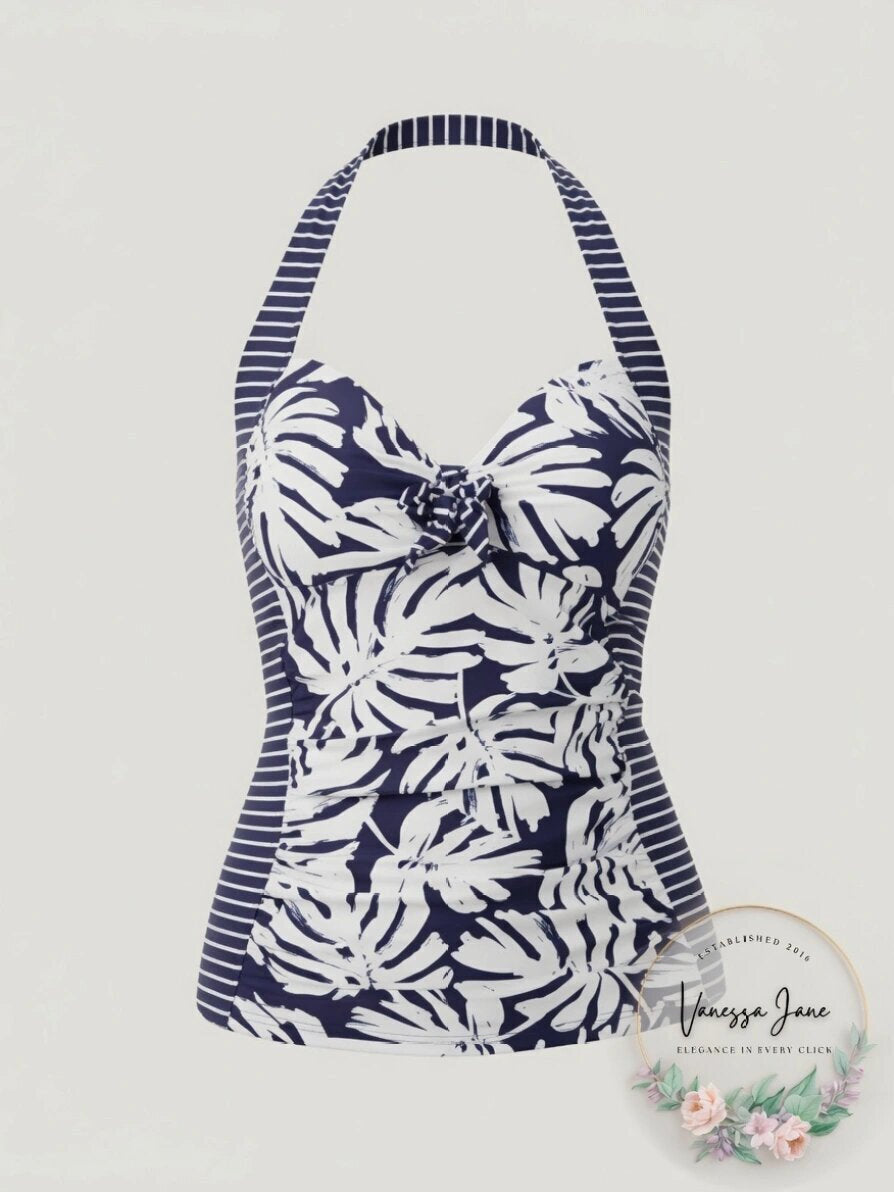 Island Escape Bay of Biscay Halter Tankini Swim Top, Size 6