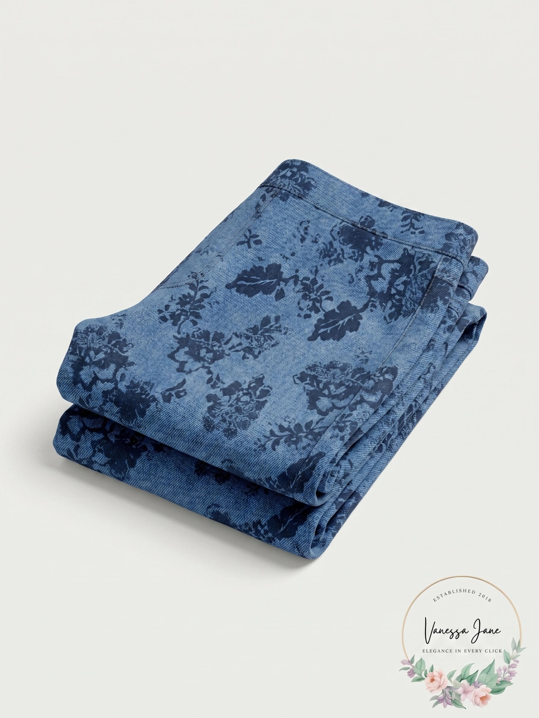 Hue Floral Denim Leggings, Size XS