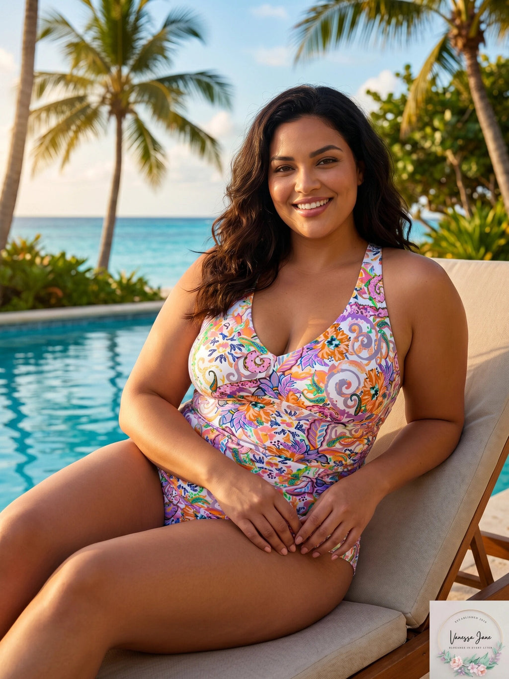 Lauren Ralph Lauren Tummy Control V Neck Tankini Top, Size 22W