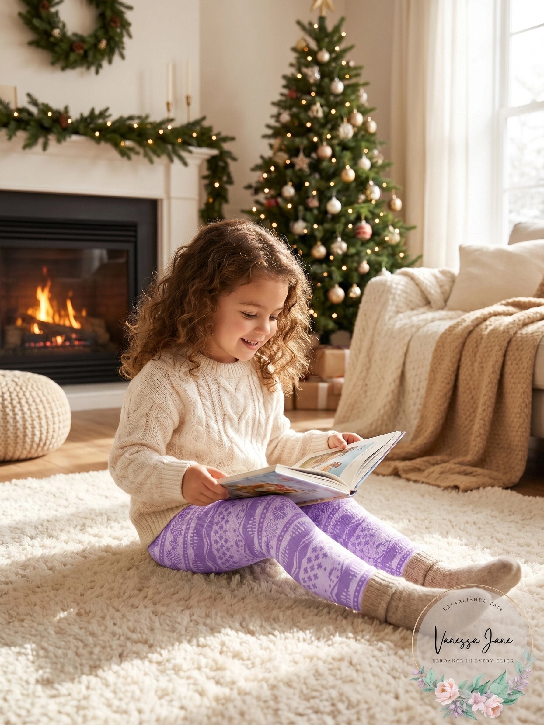 Epic Threads Big Girls Fair Isle Fleece Lined Sweater Legging