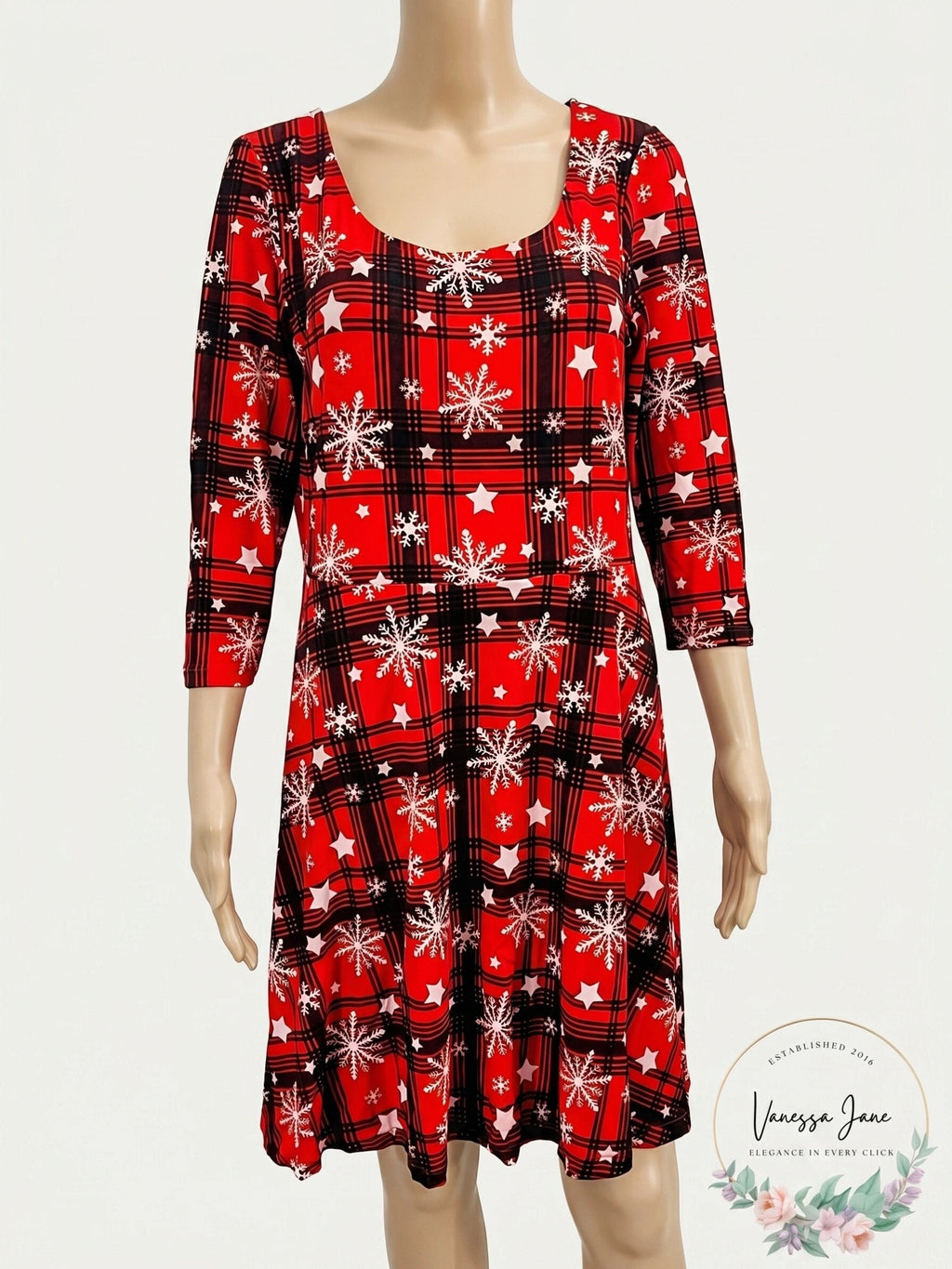 Planet Gold Trendy Plus Size Holiday-Print a- Line Dress, Size 1X