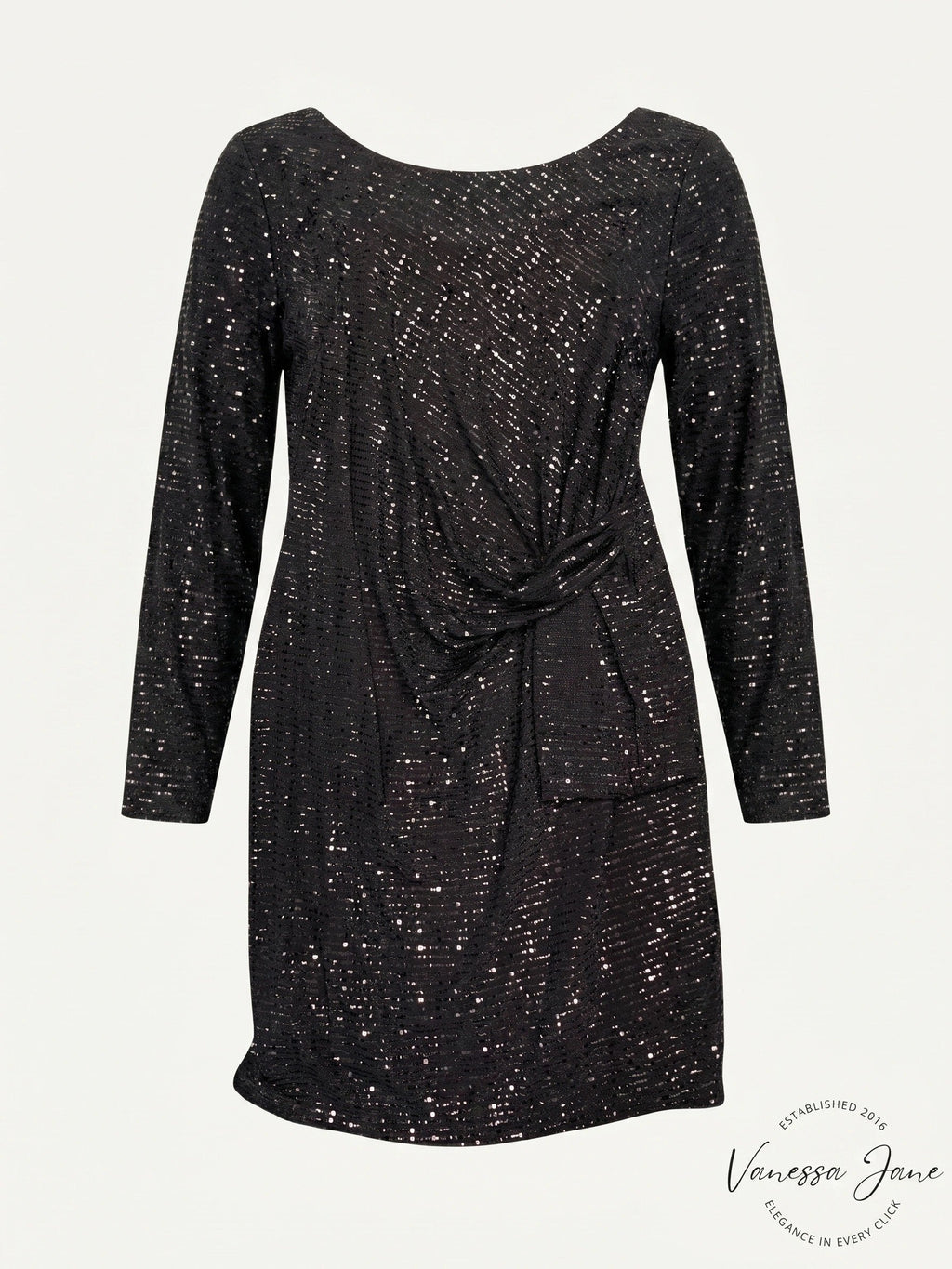 Betsy & Adam Womens Plus Sequined Jewel Neck Dress