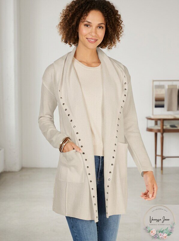 Style & Co Stud-Trim Hooded Cardigan, Size 1X