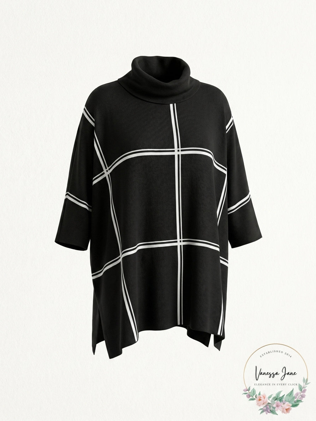 Alfani Grid-Print Turtleneck Sweater