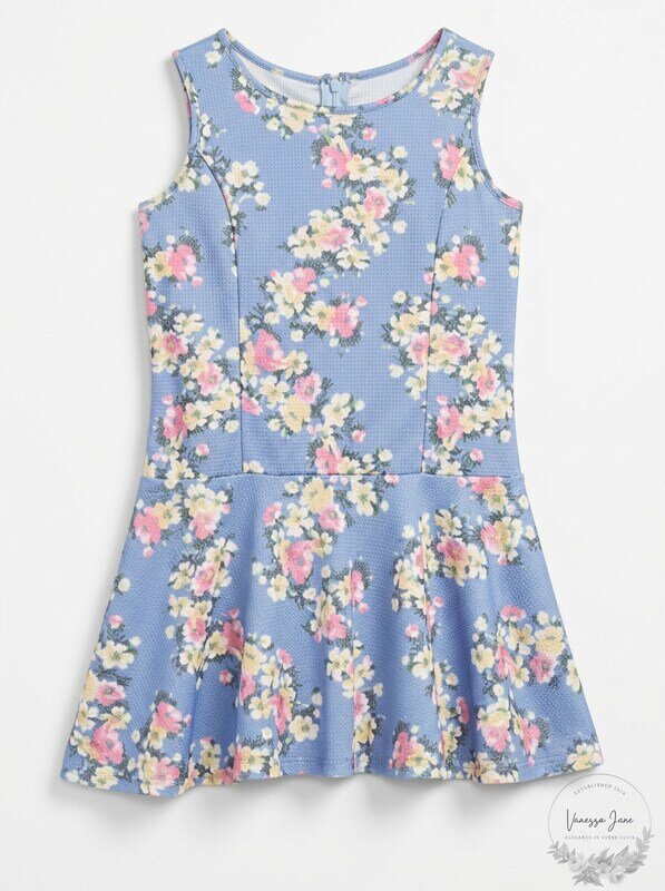 Pippa & Julie Little Girls' Sleeveless Day Dress, Blue Floral, Size  6