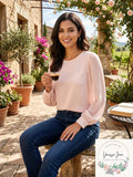 Q & A Women's Volume Sleeve Blouse, Pink, Size Small