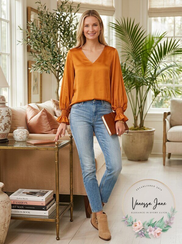 Vince Camuto Blouson-Sleeve Blouse, Size XS