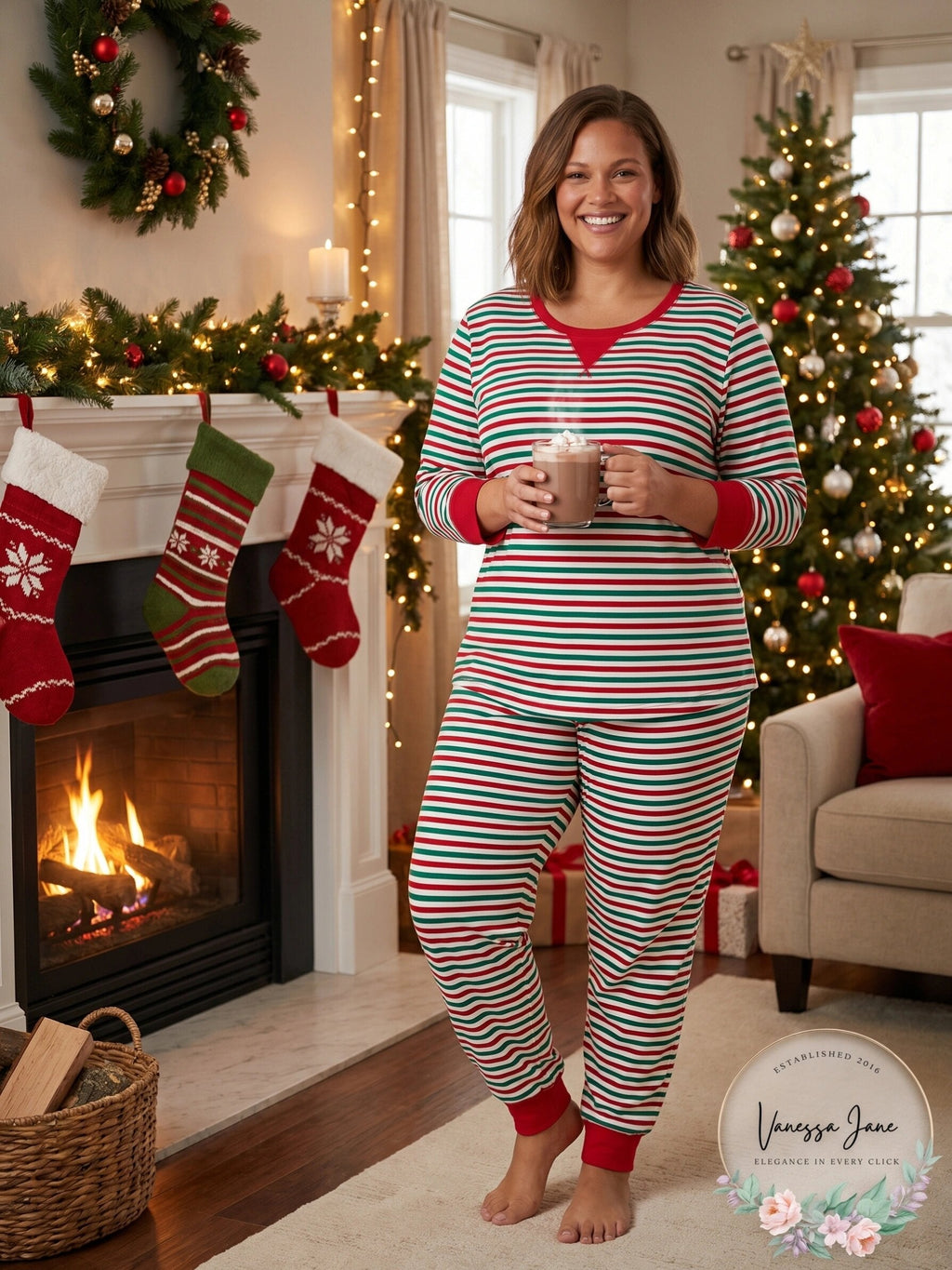 Family Pajamas Holiday Stripe Matching Pajama Set