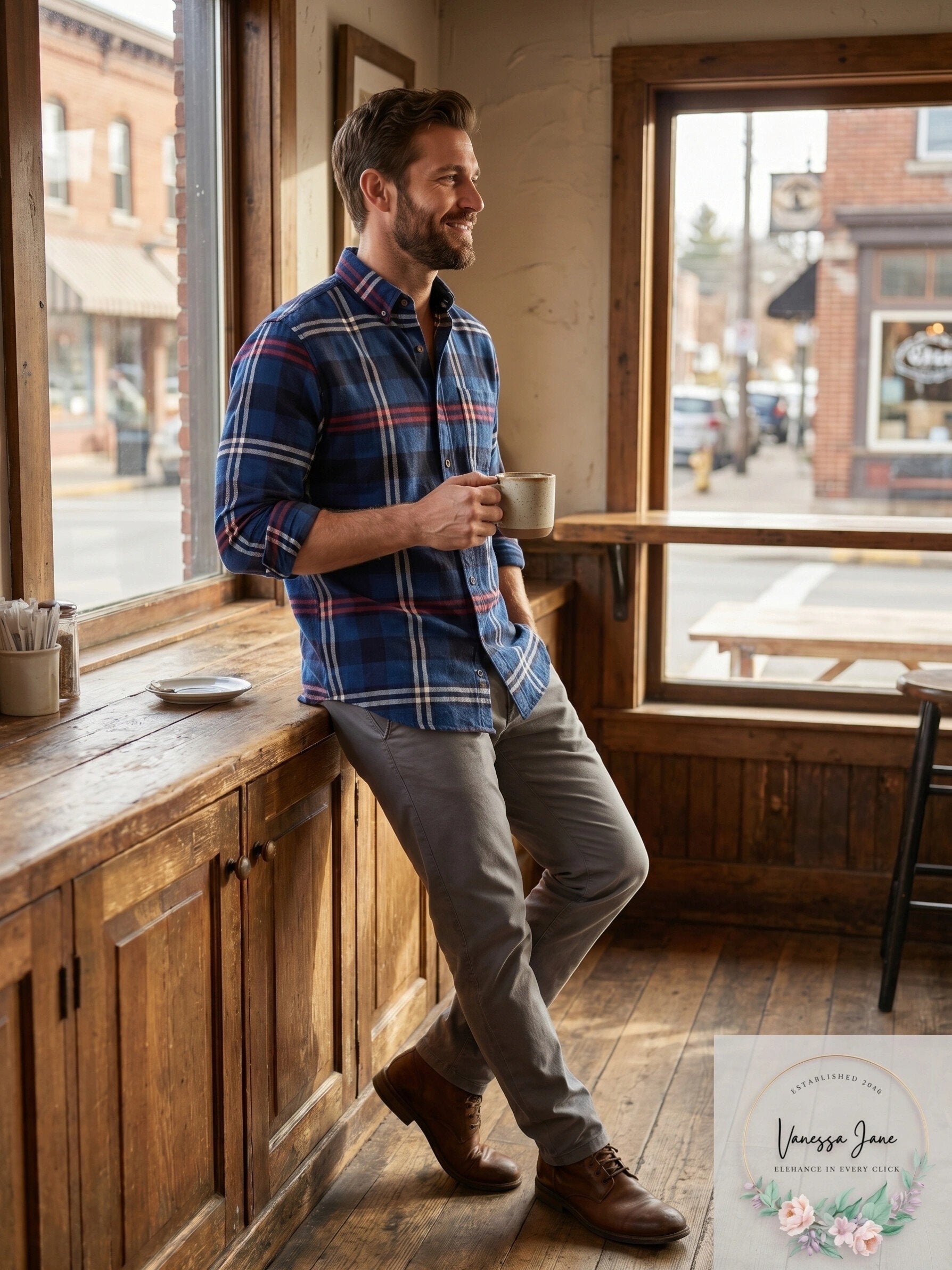 Club Room Mens Stretch Brushed Cotton Plaid Flannel Shirt