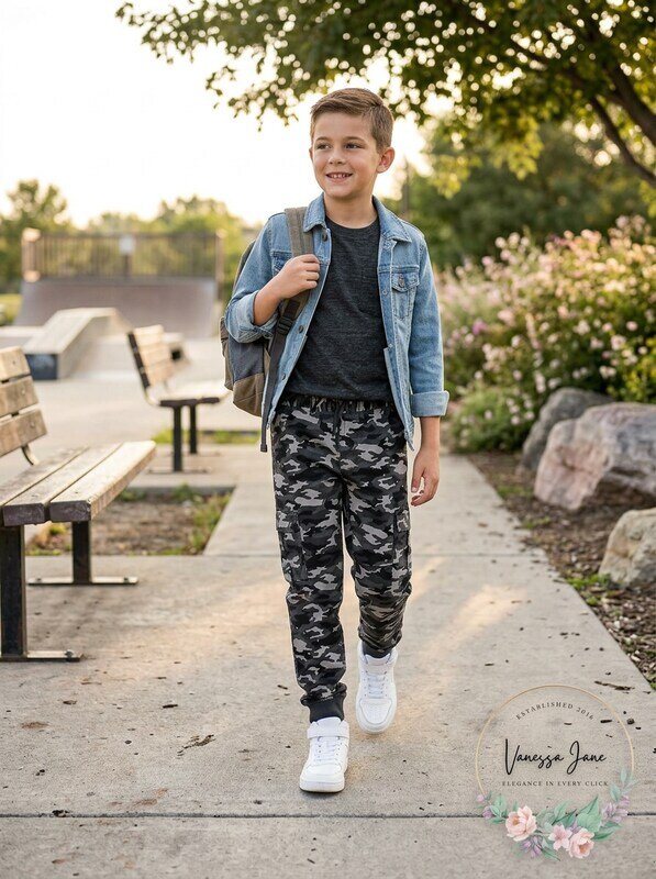 Epic Threads Big Boys Stretch Camouflage Twill Cargo Joggers, Size Small