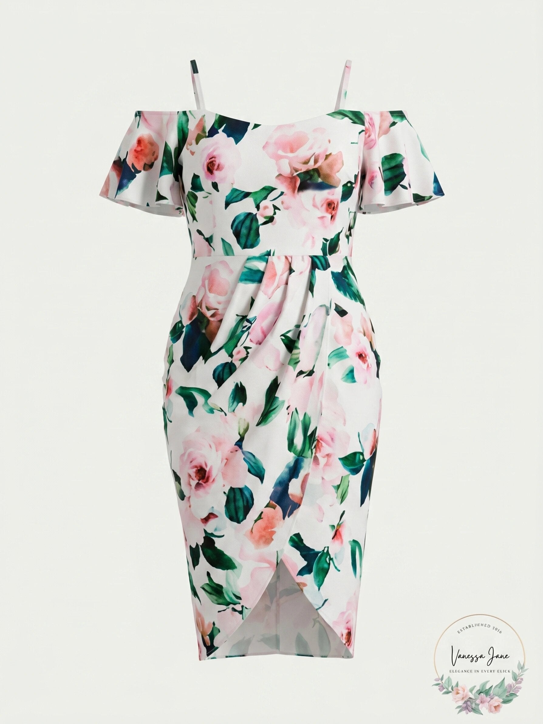 City Chic Womens Plus Love Me Do Floral Print Off-The-Shoulder Party Dress, 14