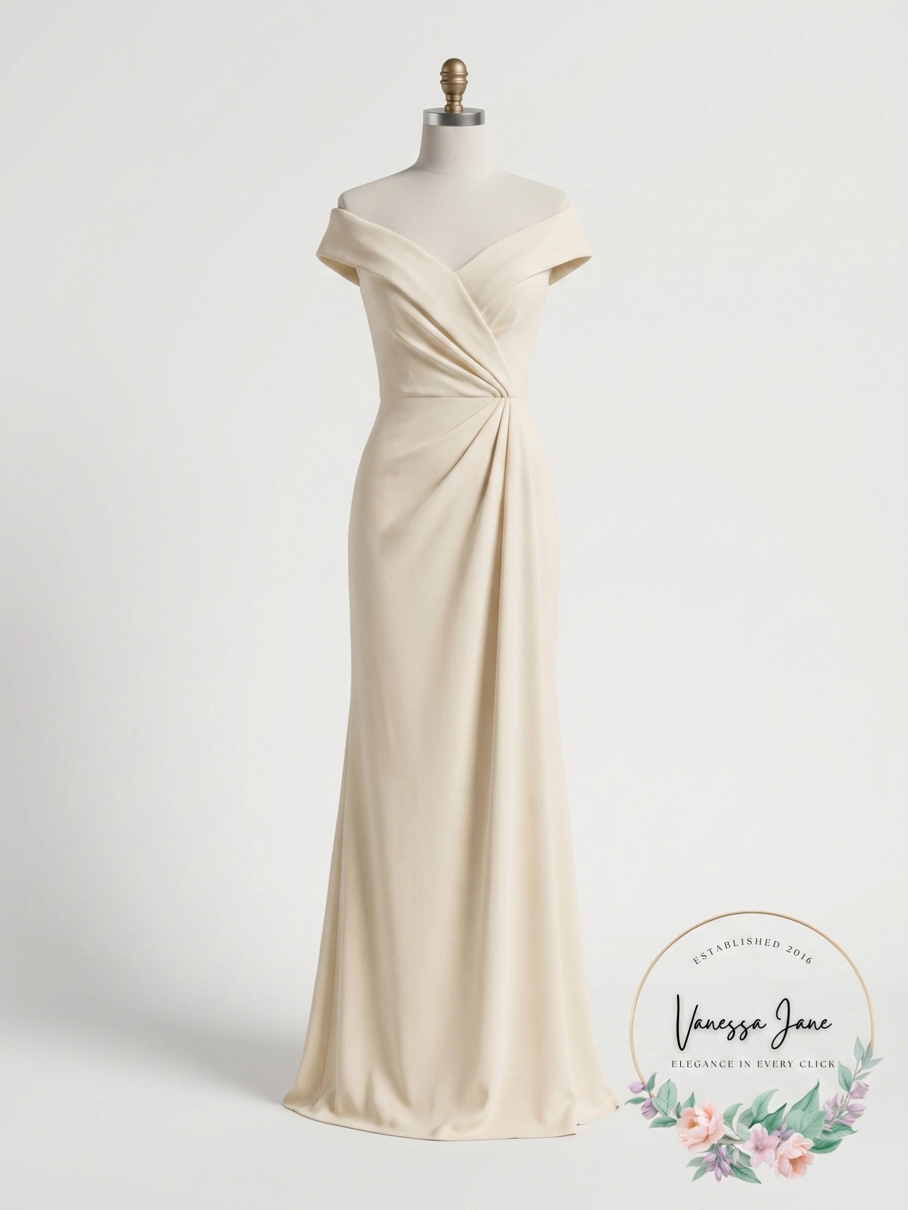 Lauren Ralph Lauren Jersey Off-the-Shoulder Gown, Size 2