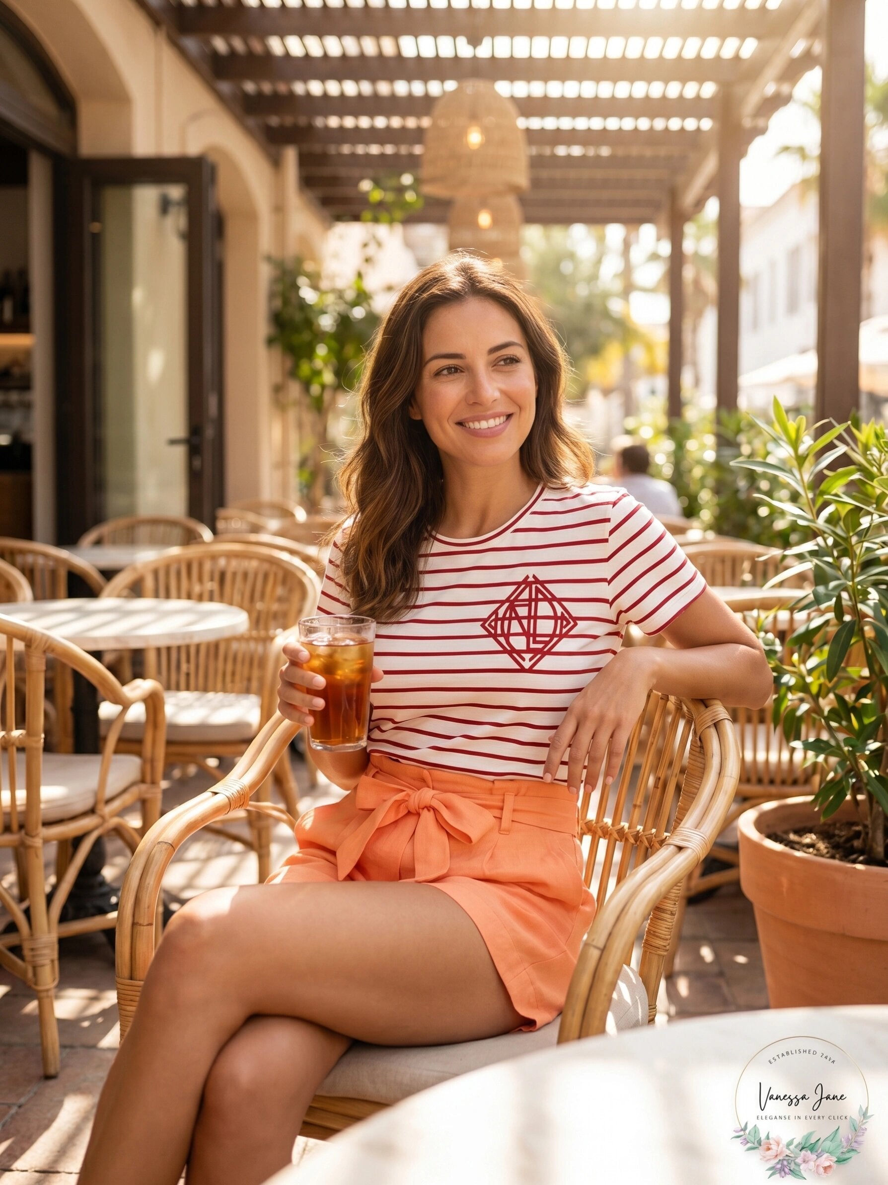 Lauren Ralph Lauren Shorts in Lino Arancio in Orange, Size 10