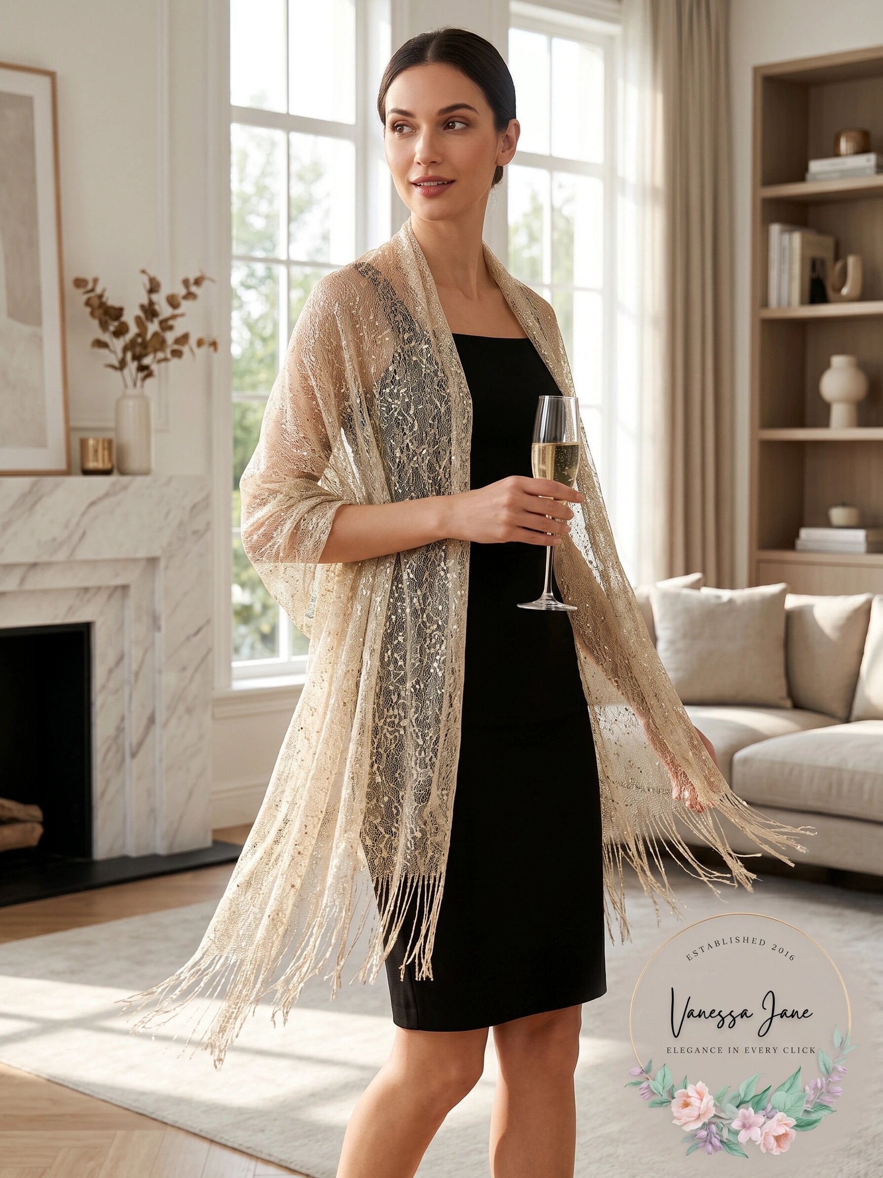 I.n.c. Lurex Metallic Net Evening Wrap