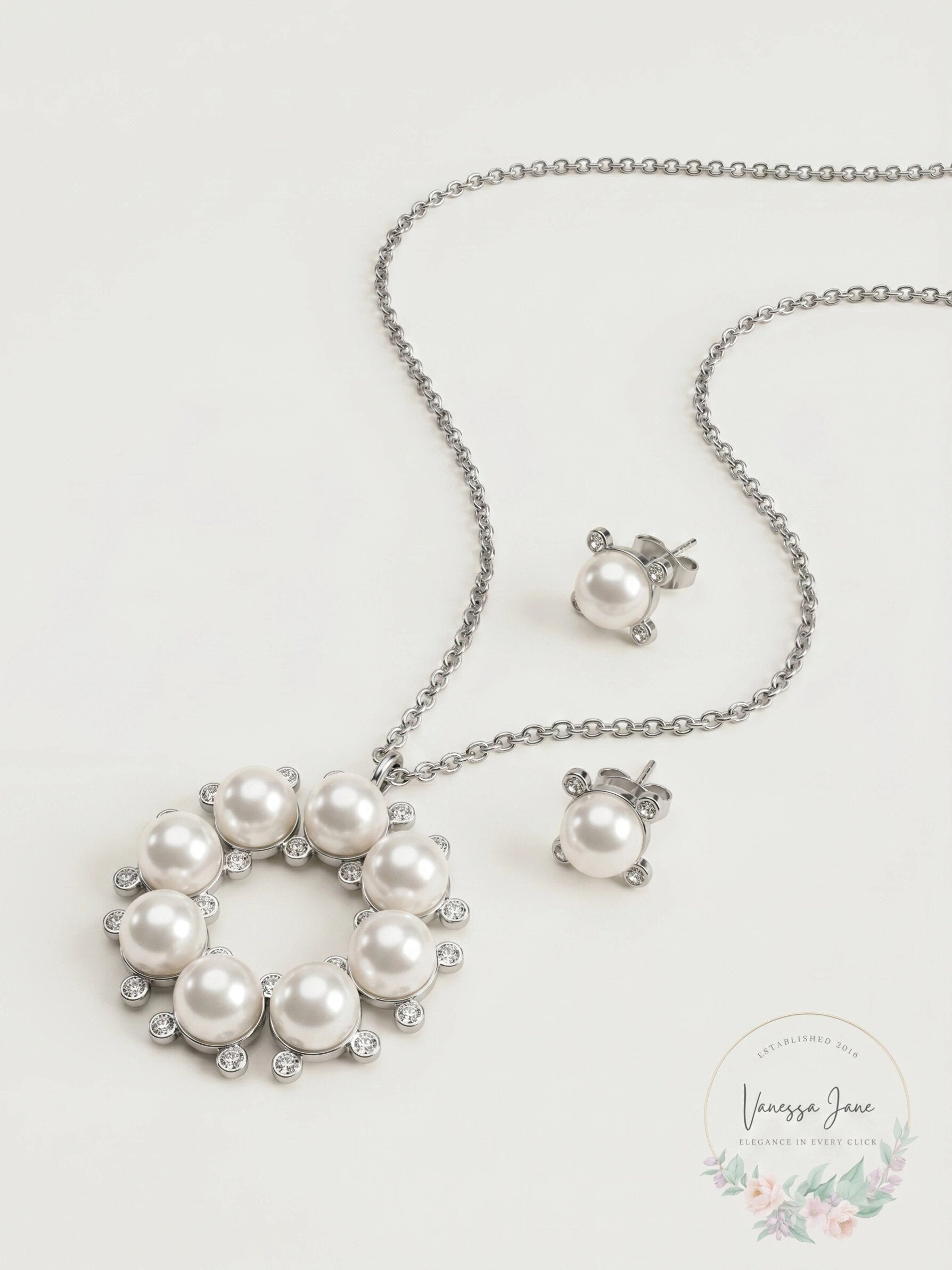 Alfani Hematite-Tone Pave/Imitation Pearl Circle Pendant Necklace and Earrings