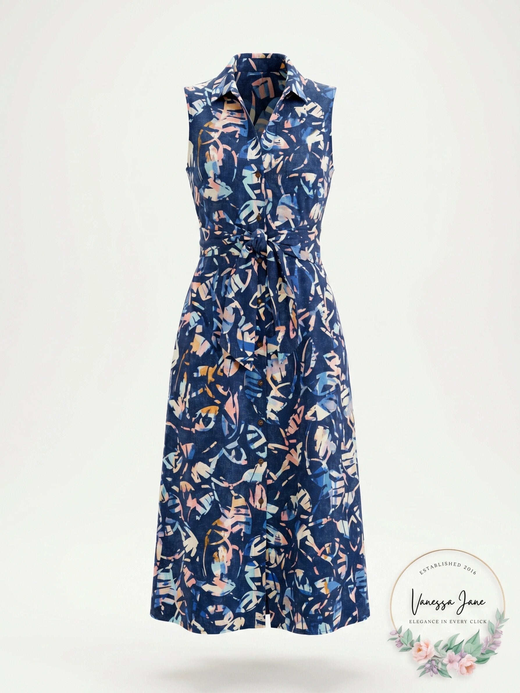 Nic + Zoe Indigo Leaves Shirtdress, Size Medium