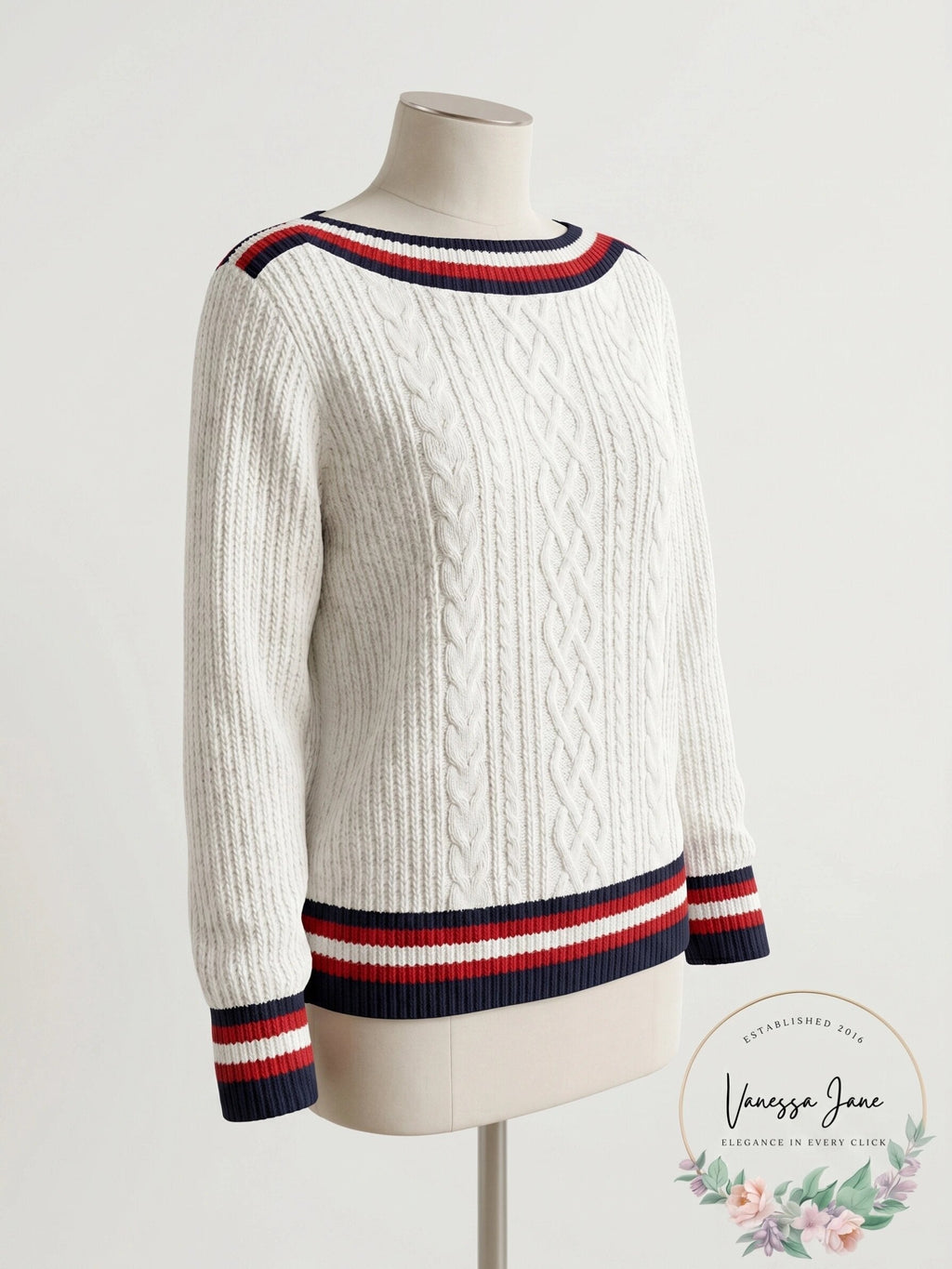 Tommy Hilfiger Women's Striped Cable-Knit Sweater, Size XL