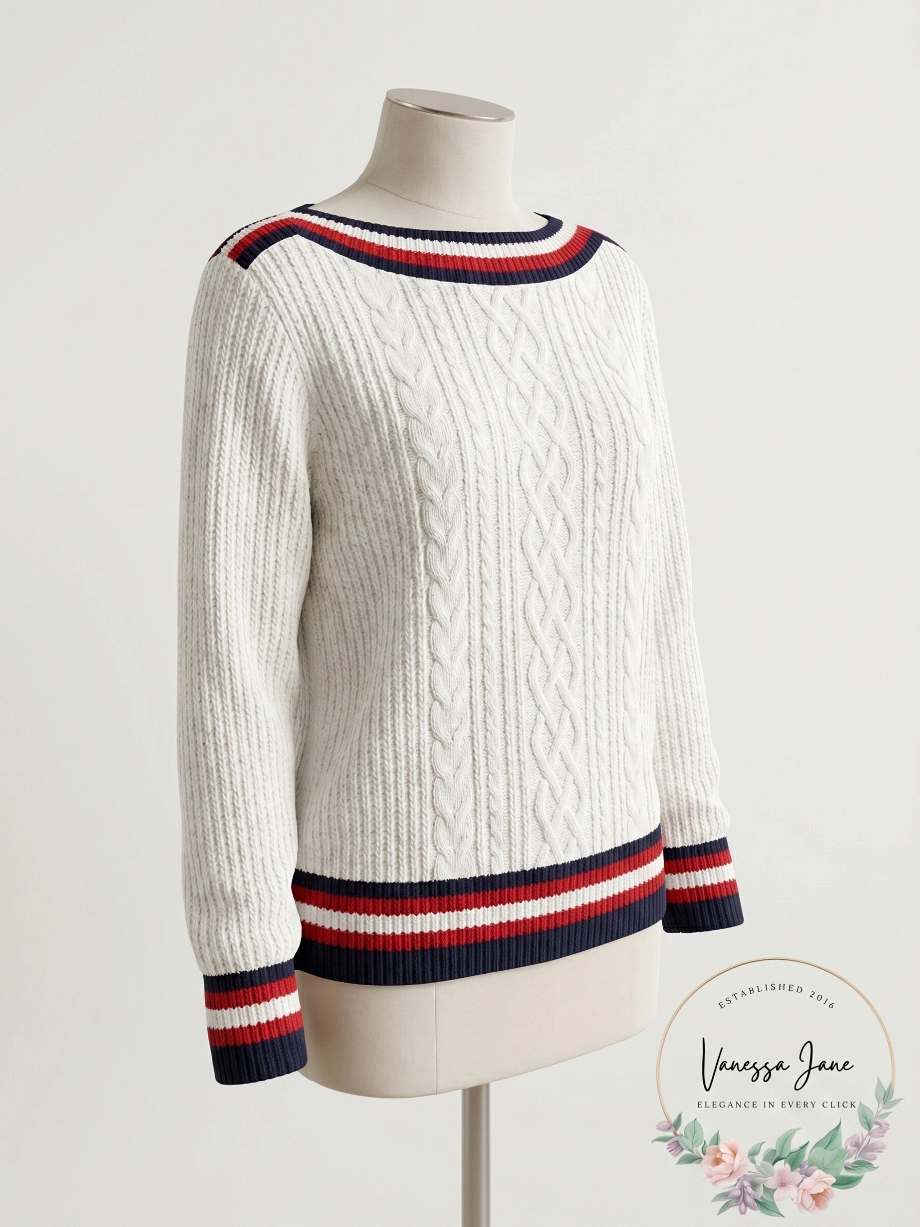 Tommy Hilfiger Women's Striped Cable-Knit Sweater, Size XL
