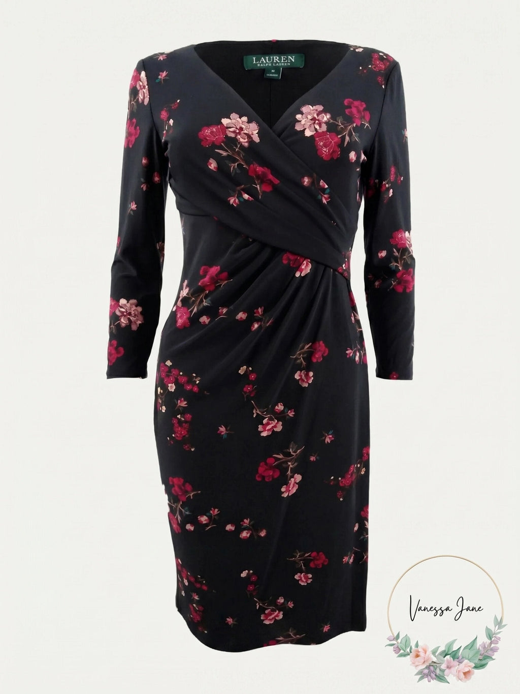 Lauren Ralph Lauren Floral Ruched Jersey Dress, Size 2
