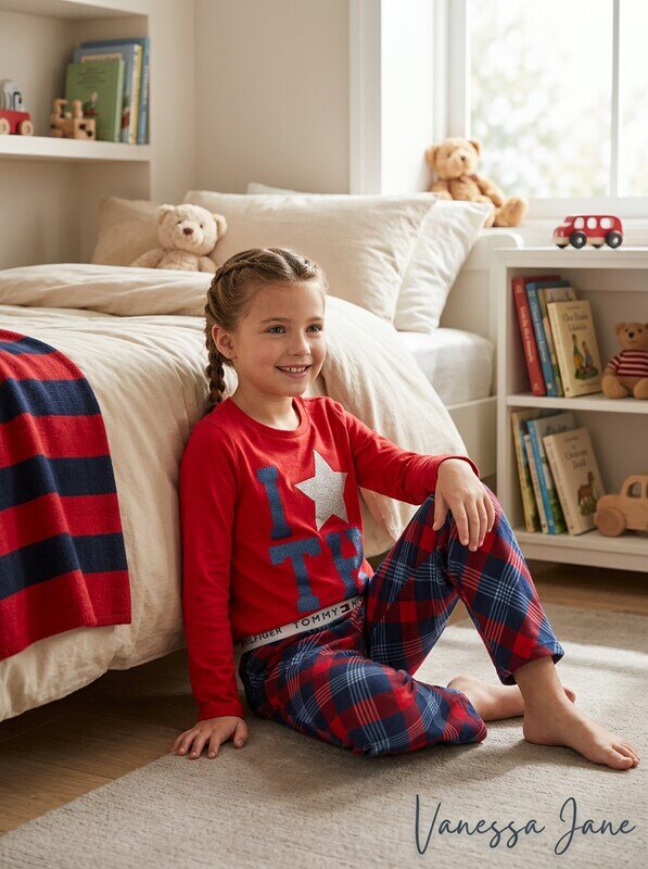 Tommy Hilfiger Girls 2-Pc. Plaid Pajama Set