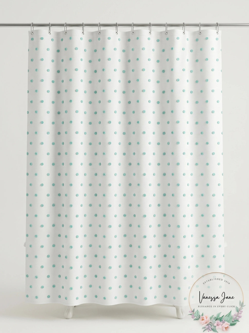 Saturday Knight Neutral Nuances Colorful Dots Shower Curtain, One Size, Blue