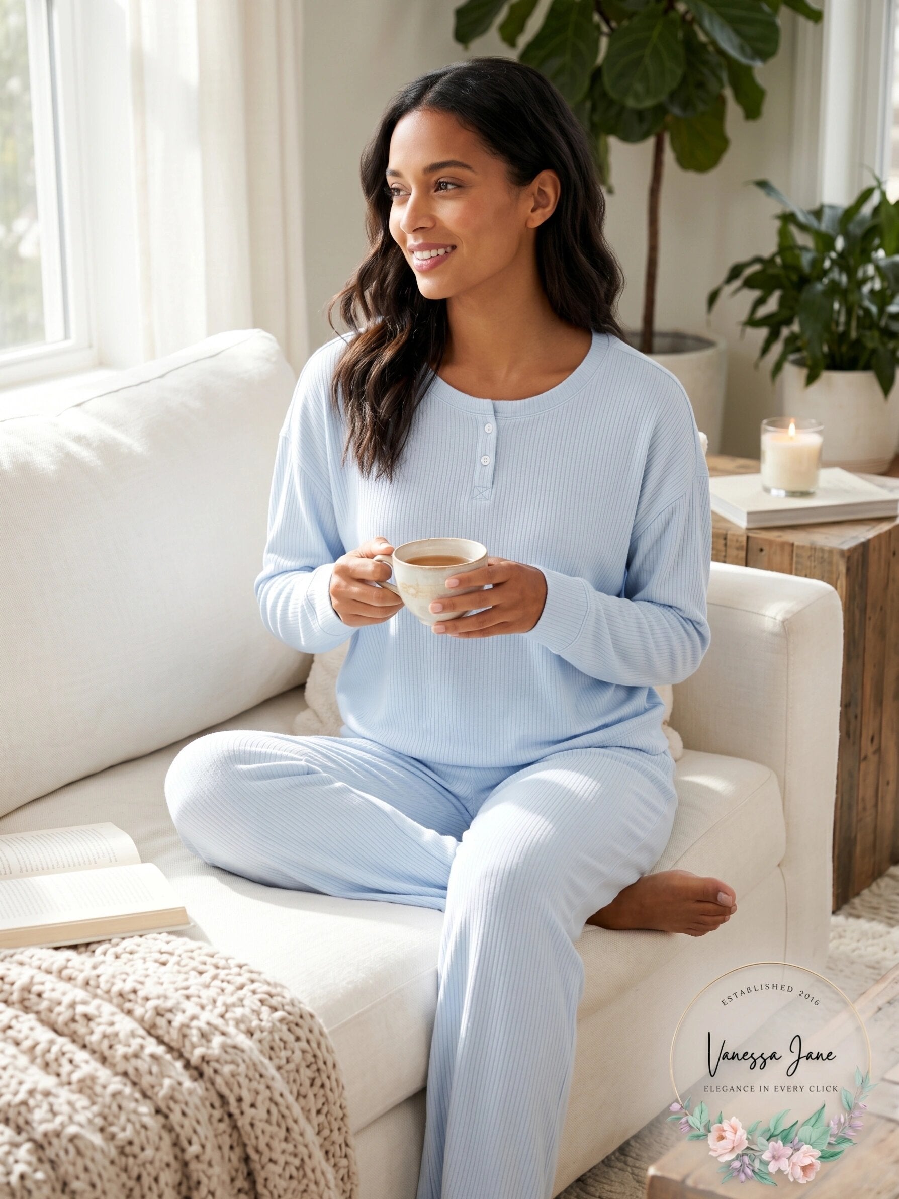 Jenni Ribbed Henley Pajama Top, Size Small