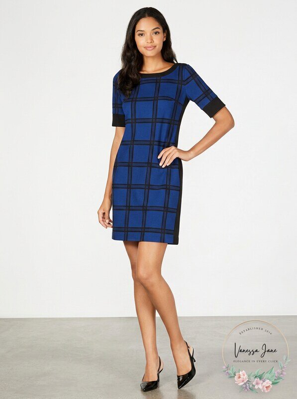Alfani Petite Printed Sheath Dress Windowpane, Size 8P